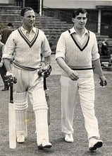 Load image into Gallery viewer, Len Hutton batting for England in a Test Match alongside the famous Yorkshire bowler Fred Trueman